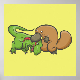 Poster T-rex vs Platypus