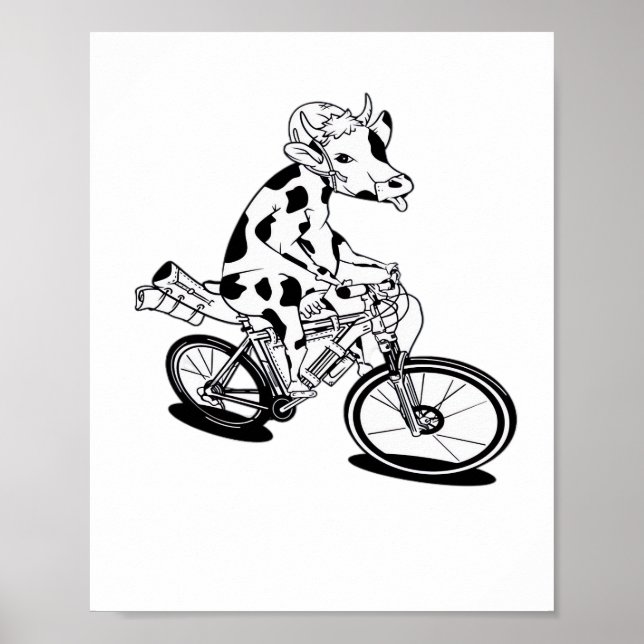 Poster T-Shirt Clássico de Bicicleta de Vaca (Frente)
