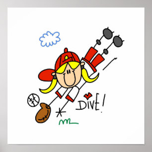 Pôster T-shirt e presentes do softball das meninas do