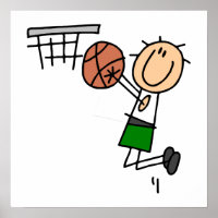 T-shirts e presentes verdes a salto de basquetebol