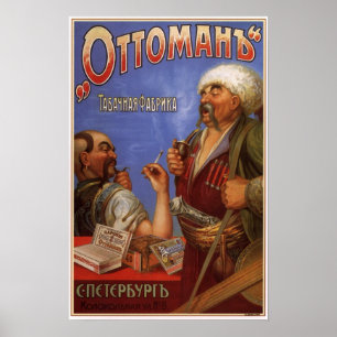 Poster Tabaco do império de russo que anuncia 1900