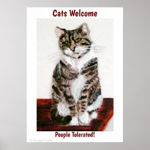Poster Tabby Cat Art Engraçado