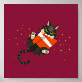 Poster Tabby Cat Geométrico brincando com a ilustração do