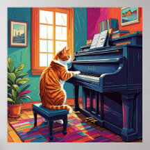Tabby Cat Tocando o Piano