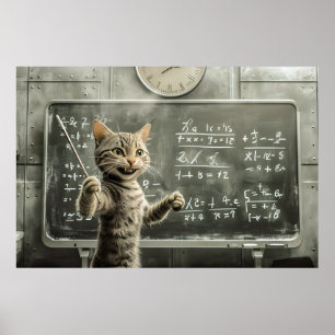 Poster Tabby Gato Cheio Ensinando Matemática Na Sala De A