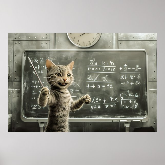 Poster Tabby Gato Cheio Ensinando Matemática Na Sala De A (Frente)