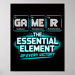 Poster Tabela Periódica de Elementos para Gamer Química C