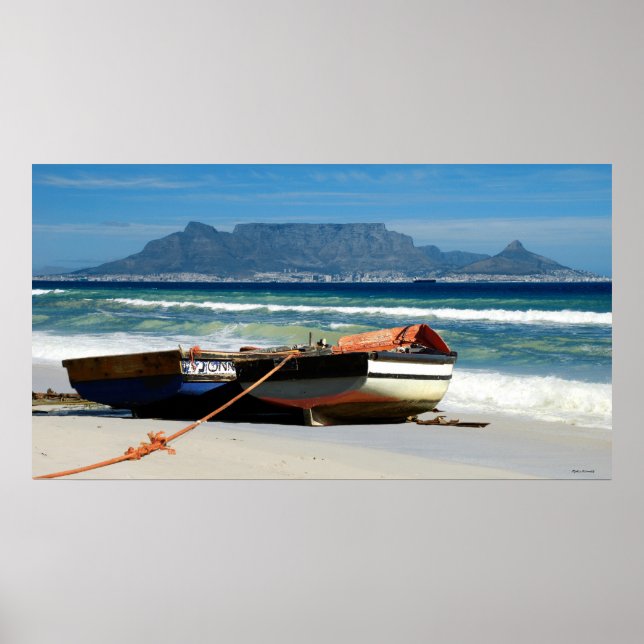 Pôster Table Mountain & fishing boats, Cape Town, RSA (Frente)