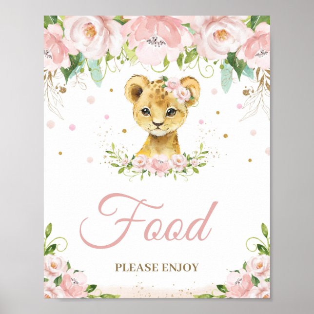 Poster Tablete de Comida de Chá de fraldas Floral Rosa Li (Frente)