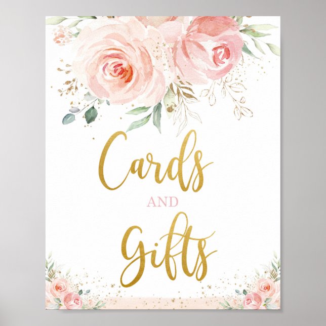 Poster Tabletop Chic Blush Pink Floral Cards e Gifts (Frente)