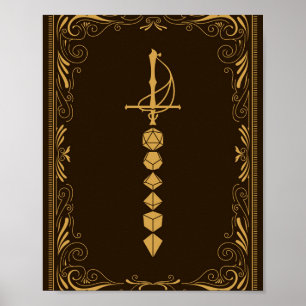 Poster Tabletop Dice Sword RPG