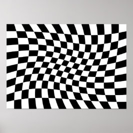 Poster Tabuleiro de Xadrez Torcido Abstrato