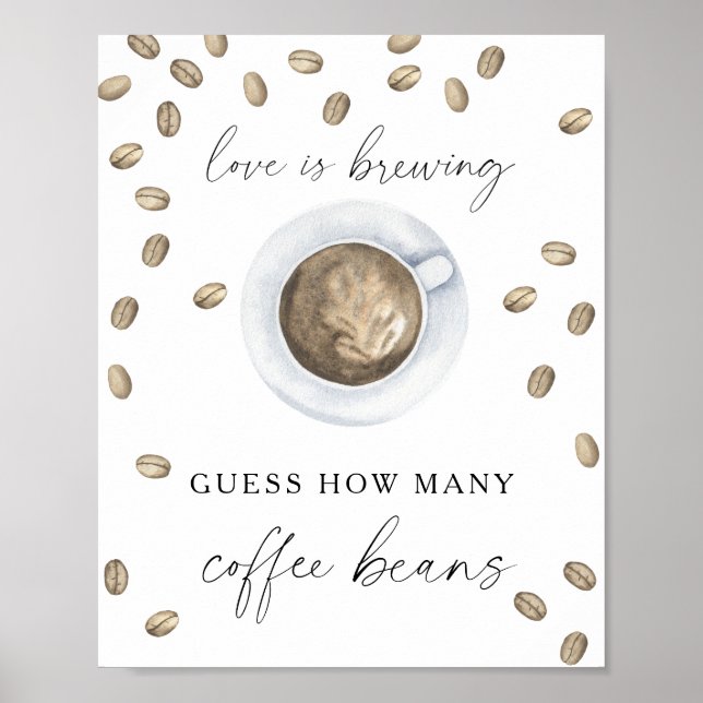Poster Taça de café chá de noiva Quantas sementes de café (Frente)