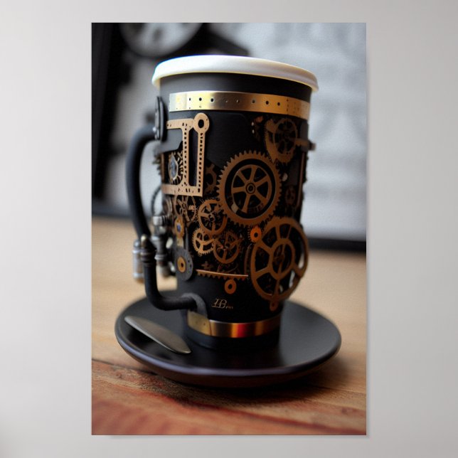 Poster Taça de café Steampunk (Frente)