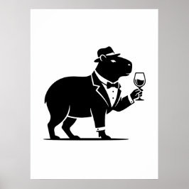 Poster Tacaça de Vinho Capivara Engraçada Minimalista Mod