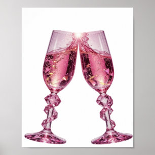 Poster Taças de CHAMPANHE prateadas atraentes
