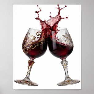 Poster Taças de vinho douradas com design de texto Snappy