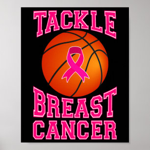 Poster Tackear Cancer de Fita Rosa de Basquete