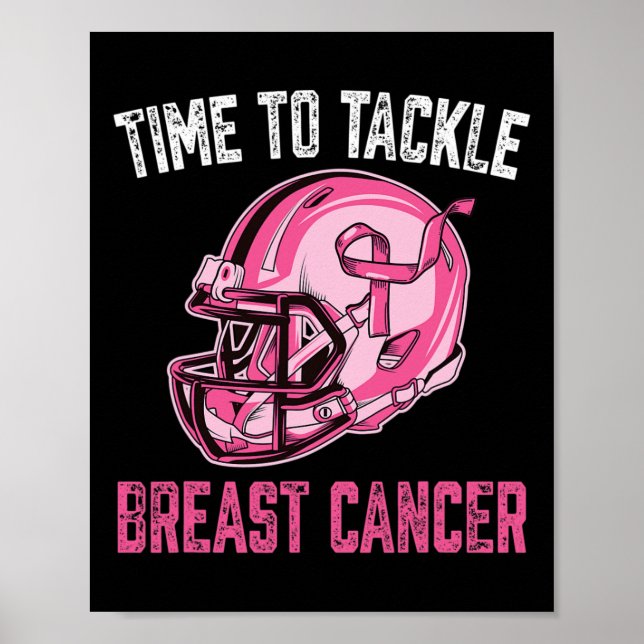 Poster Tackear o capacete de futebol do Cancer da mama Fr (Frente)