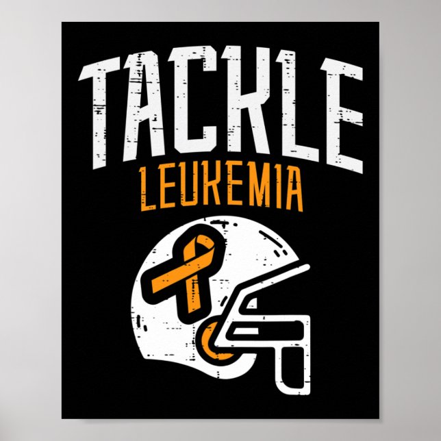 Poster Tackle Leucemia Helmet Orange Ribbon Cancer sanguí (Frente)