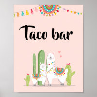 Taco Bar Snack Fiesta Llama Chá de fraldas Sinal d