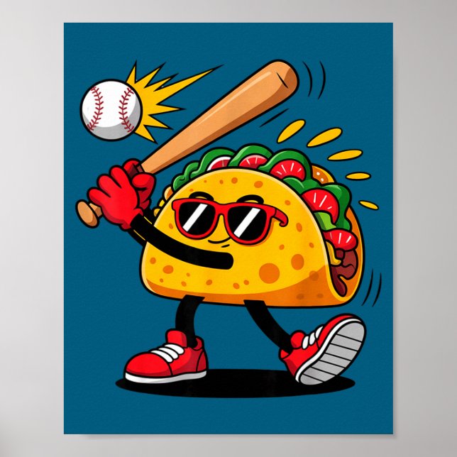 Poster Taco baseball mexican cinco de mayo men kids  (Frente)