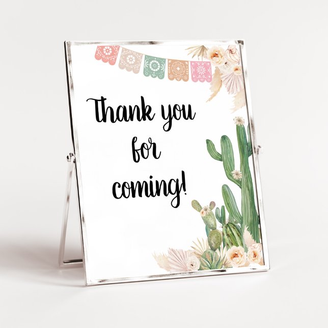 Poster Taco Bout A Baby Boho Obrigado por vir (Cactus Baby Shower Thank you for Coming Sign)