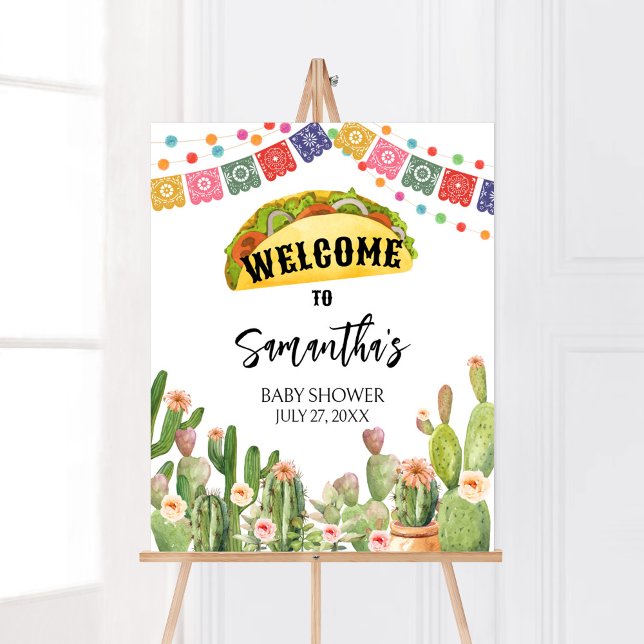 Poster Taco Bout A Baby Fiesta Welcome (Fiesta Cactus Baby Shower Welcome Sign)