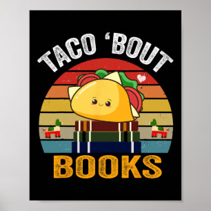 Poster Taco Bout Books Engraçado Comida Mexicana Cinco De