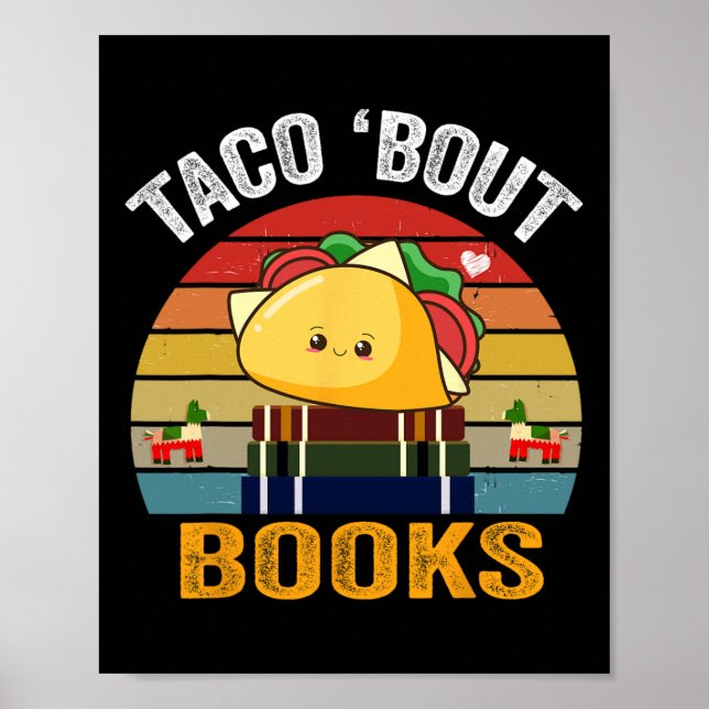 Poster Taco Bout Books Engraçado Comida Mexicana Cinco De (Frente)