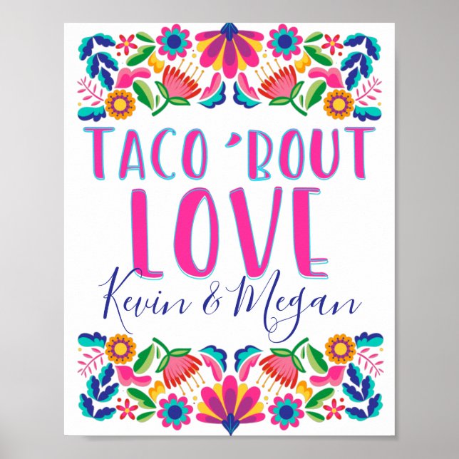 Poster Taco Bout Love Fiesta Party mexicana Flowers Poste (Frente)