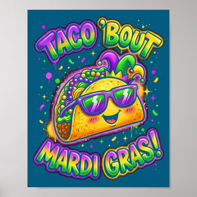 Poster Taco Bout Mardi Gras Fat Tuesday Funny Mexican Foo (Frente)