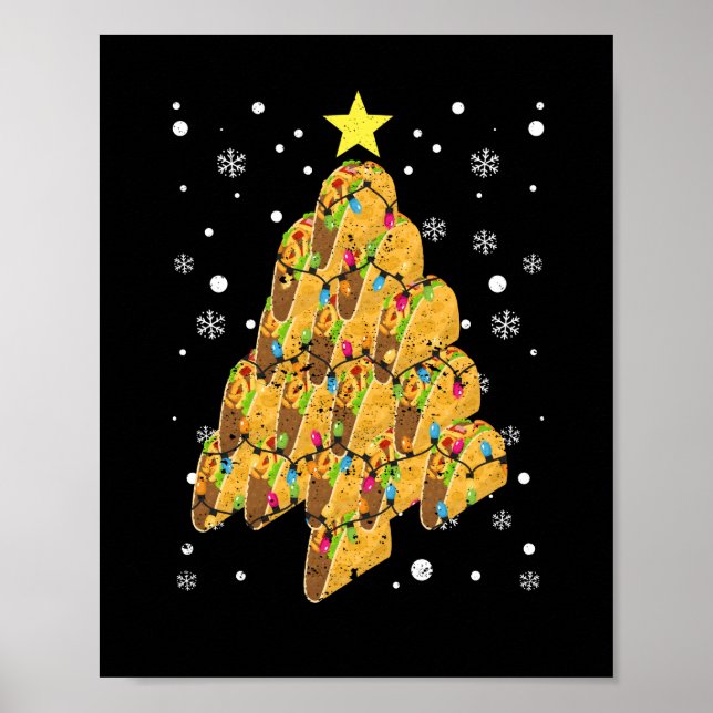 Poster Taco Christmas Tree Xmas PJ Tacos mexicanos (Frente)