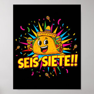 Poster Taco engraçado 67 cinco de maio mexicano seis sete