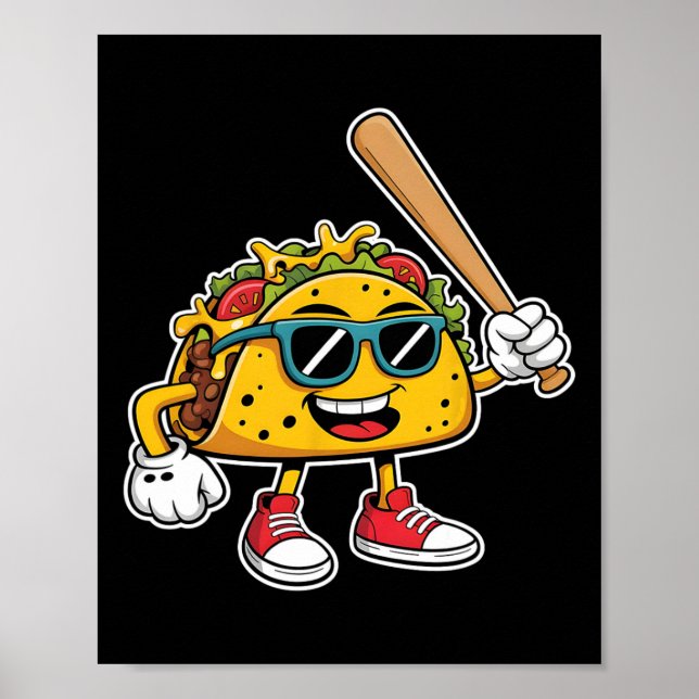 Poster Taco Engraçado Jogando Vender Mexicano Cinco De Ma (Frente)