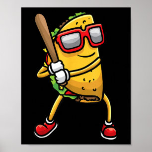 Poster Taco Jogando Baseball Mexicano Cinco de Mayo Kids 