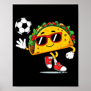 Poster Taco jogando futebol mexicano cinco de maio chapéu
