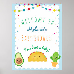 Poster Taco sobre um bebê! chá de fraldas de boas-vinda
