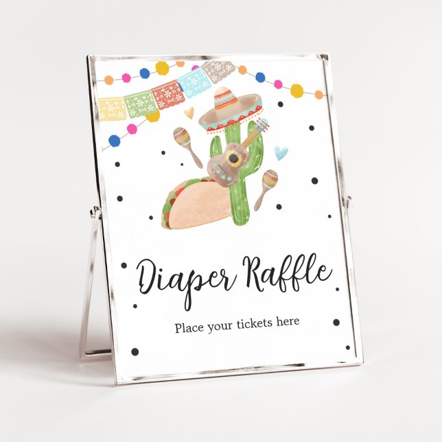 Poster Taco Sobre Uma Fralda De Cactus Raffle (Fiesta Cactus Baby Shower Diaper Raffle Sign)