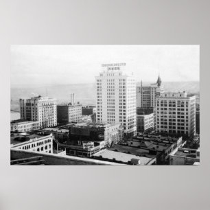 Pôster Tacoma, opinião da skyline de WA do hotel de