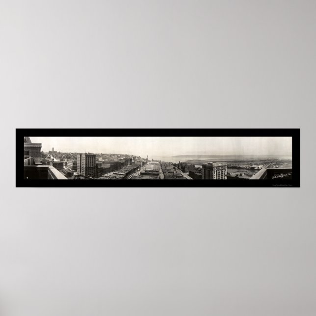 Pôster Tacoma WA Panorâmica Foto 1913 (Frente)