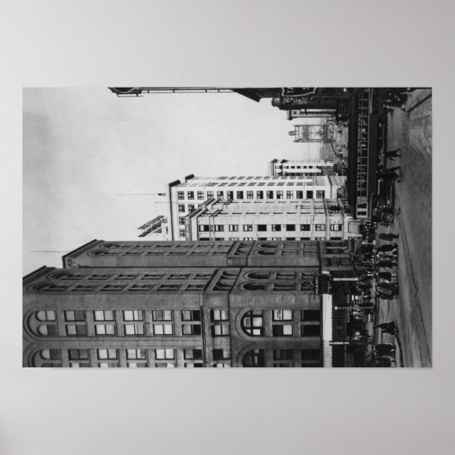 Pôster Tacoma, WA - Vista de Centro das Ruas Principais (Frente)