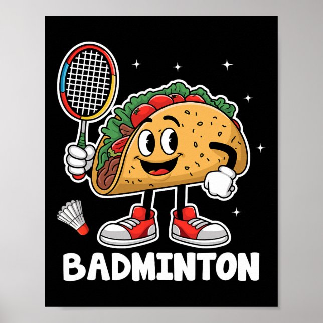 Poster Tacos Badminton Taco Comida mexicana Cinco de Mayo (Frente)