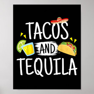 Poster Tacos Engraçados E Tequila Mexicana Sombrero Tee G