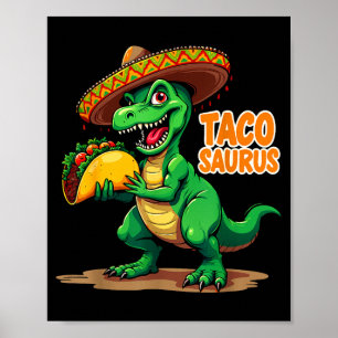 Poster Tacosaurus cinco de maio t-rex chapéu divertido ta
