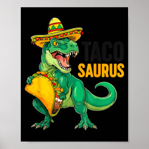 Poster Tacosaurus taco dino engraçado cinco maio menino c