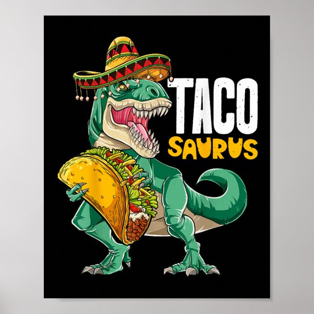 Poster Tacosaurus Taco Dinossaur T Rex Funny Cinco De May (Frente)