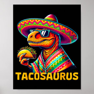 Poster Tacosaurus taco dinossauro cinco de maio mexicanoT