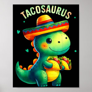 Poster Tacosaurus taco dinossauro sombrero cinco de maio