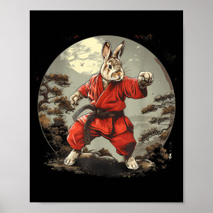 Poster Taekwondo Bunny Rabbit Kickboxing Jiu-Jitsu Kung